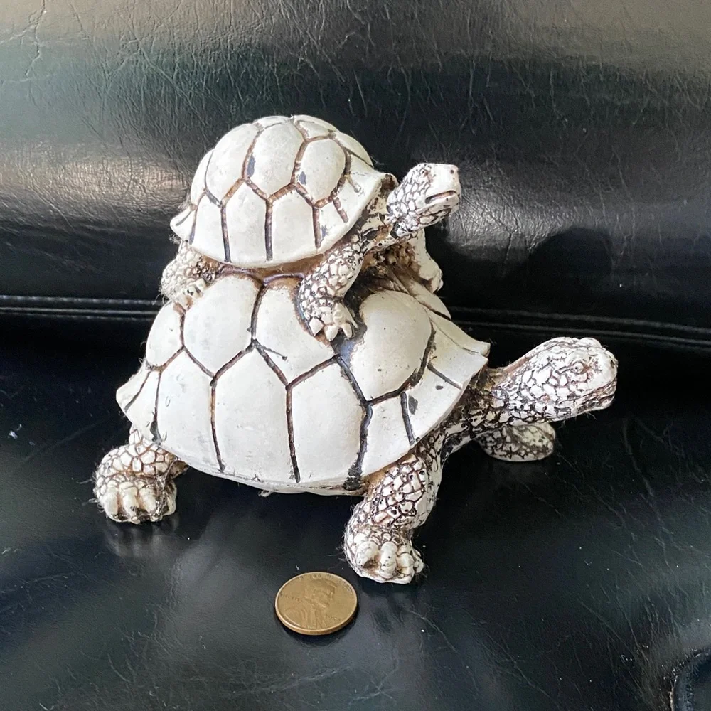 White Tortoise on Tortoise Figurine for Reptile Lovers